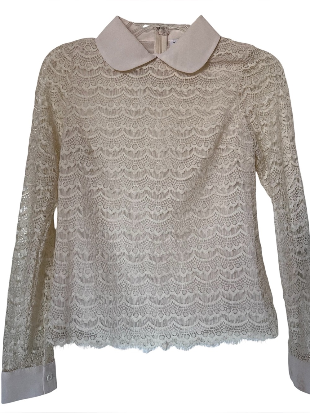 Toby Heart Ginger Romantic Delicate Lace High-Neck Blouse in Cream Sz 2 Coquette